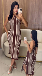 Vestido Tricot MIDI Listrado