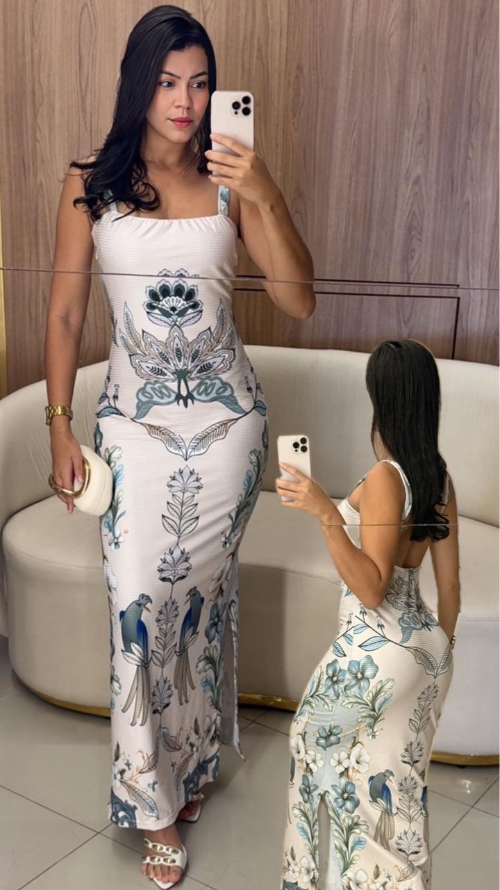 Vestido Canelado longo Mach