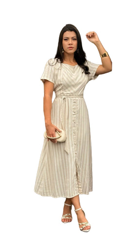 Vestido Linho M/C Botões