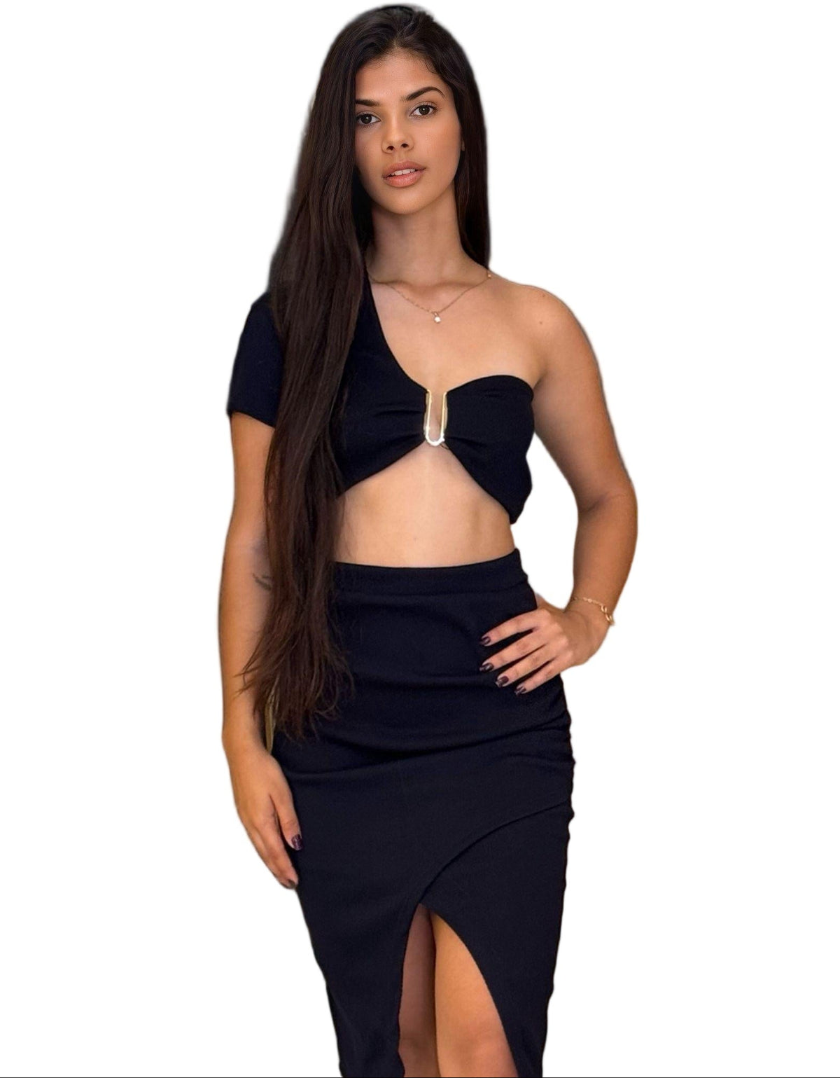 Conjunto Lara Saia Midi E Cropped 9243