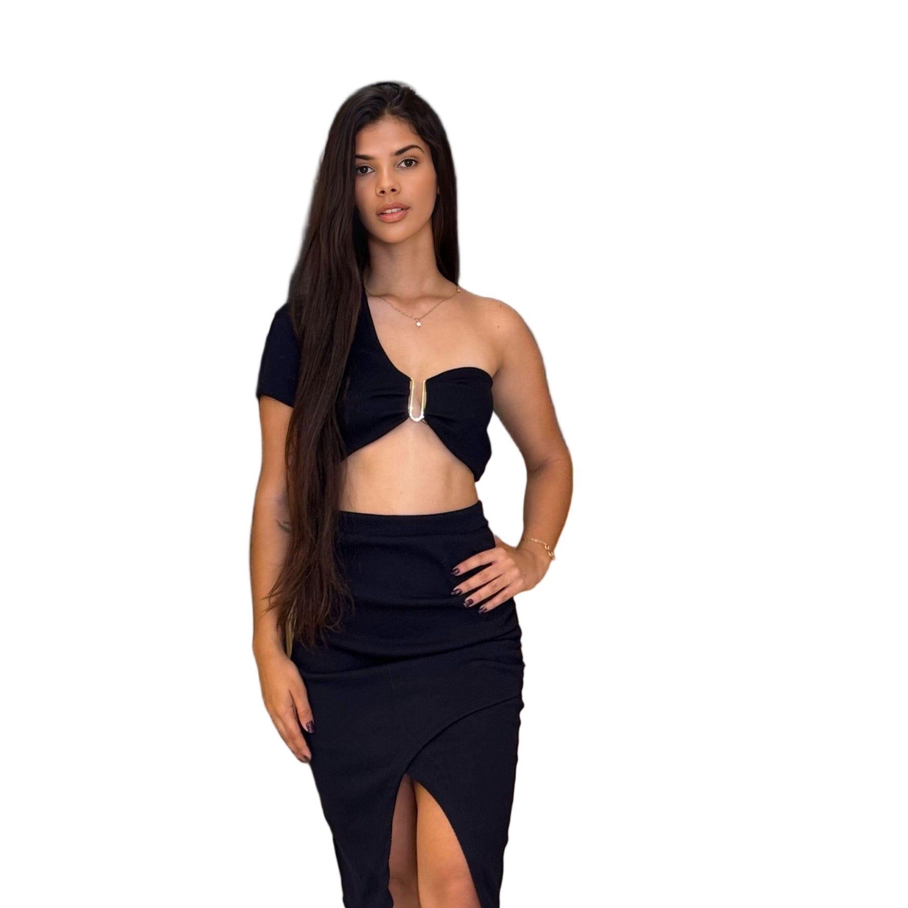 Conjunto Lara Saia Midi E Cropped 9243