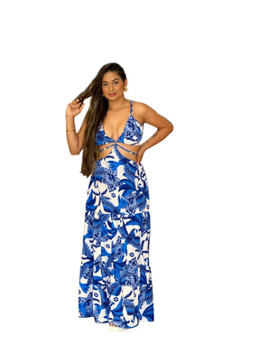 Vestido insp Farm Amarração na Cintura 9625