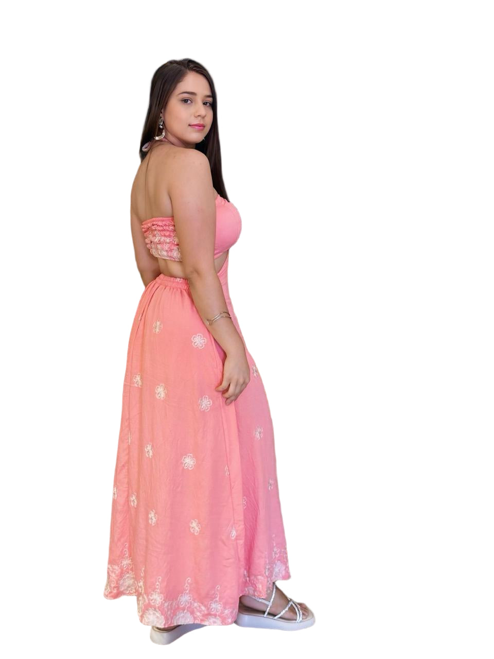 Vestido Longo Detalhes Bordado 9551