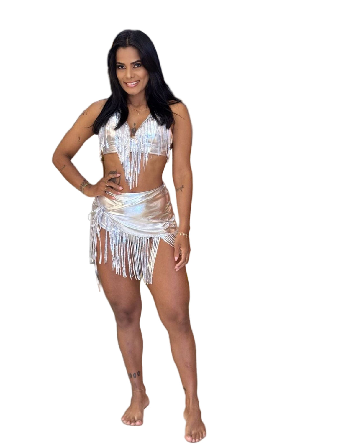 Conjunto Saia Em Amarração Lantejoulas 9644