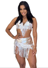 Conjunto Saia Em Amarração Lantejoulas 9644