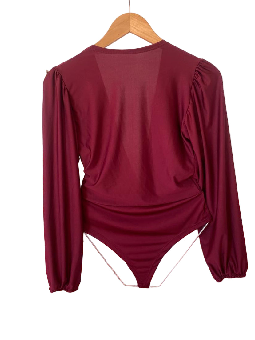 Body Poliamida Manga Longa Cavado Busto 10551
