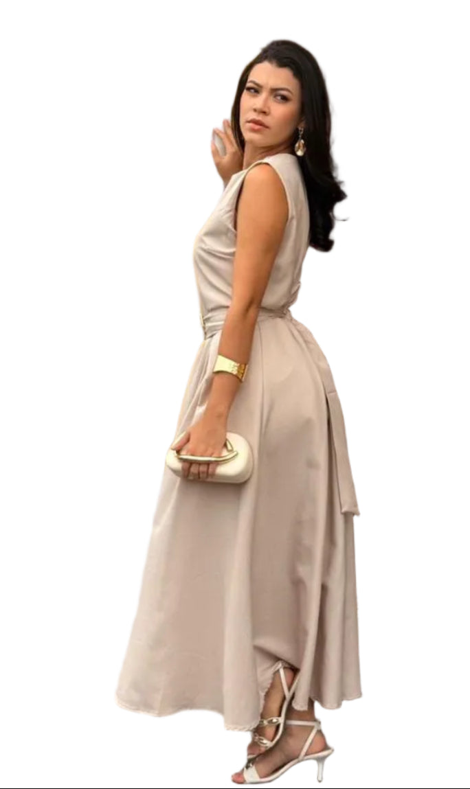 Vestido longuete fluído Famis